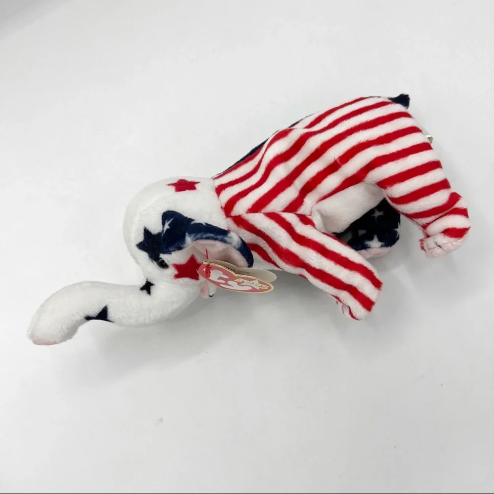 Ty Vintage Y2K Beanie RIGHTY the Elephant Patriotic Red, White & Blue Plush